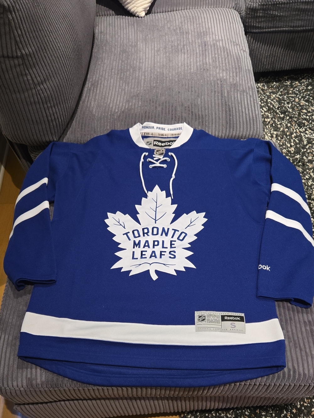 Reebok Toronto Maple Leafs Blue and White Lace-Up Hockey Jersey